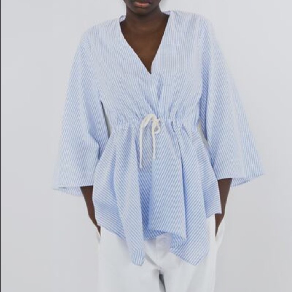 Zara Stripped Blouse w/ Drawstring